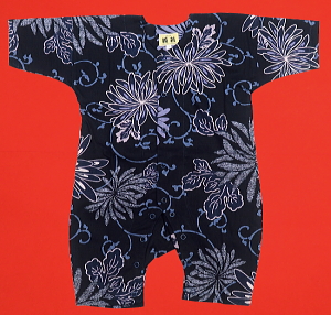 義若オリジナルのお祭りロンパース　乱菊と唐草（紺）